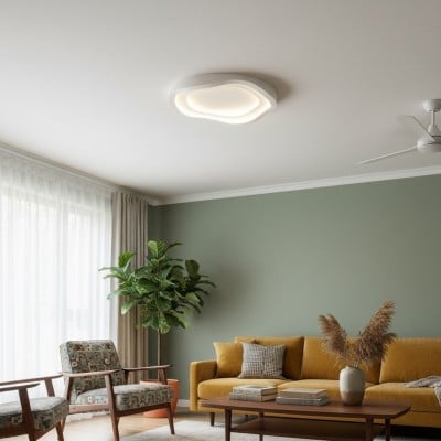 Aeris Elionis Ripple Pattern LED Ceiling Light - Minimalist Iron & Acrylic Flush Mount for Living Room HL1999