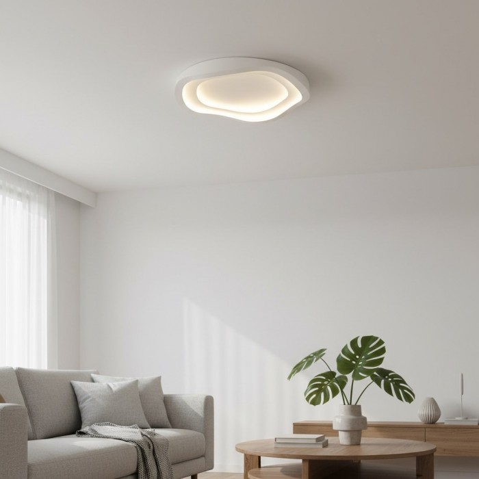 Aeris Elionis Ripple Pattern LED Ceiling Light - Minimalist Iron & Acrylic Flush Mount for Living Room HL1999