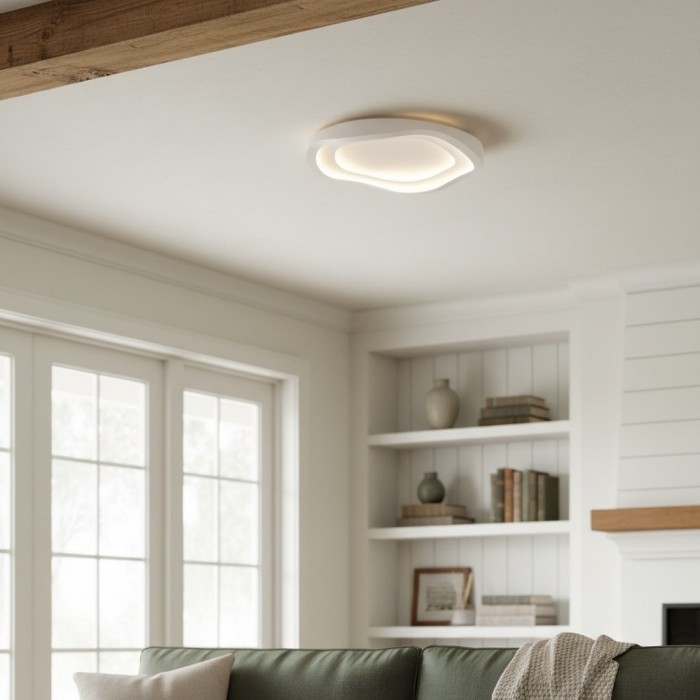 Aeris Elionis Ripple Pattern LED Ceiling Light - Minimalist Iron & Acrylic Flush Mount for Living Room HL1999