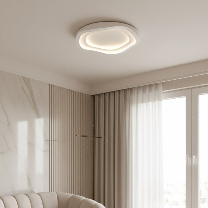 Aeris Elionis Ripple Pattern LED Ceiling Light - Minimalist Iron & Acrylic Flush Mount for Living Room HL1999
