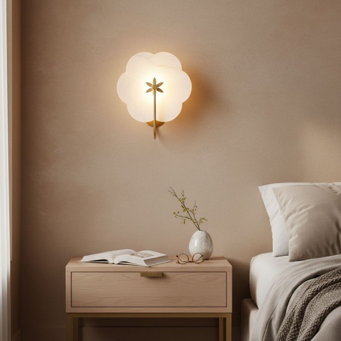 Albi Albasten Wandlamp - Uitgesneden bloemmotieven, geschikt voor woonkamers of slaapkamers HL1907