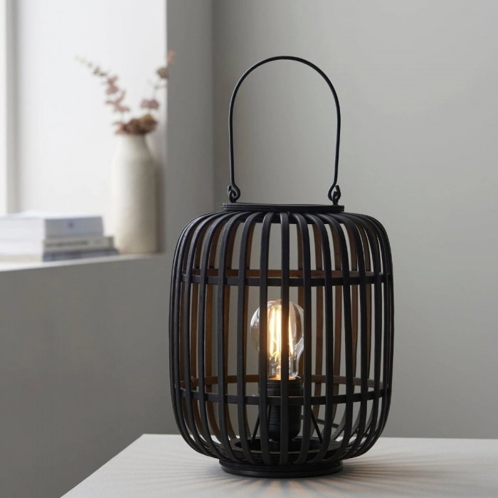 Yumeko Ambient Table Lamp - Open Bamboo Cage Design Stylish and Eco Friendly for Living & Bedroom HL2185