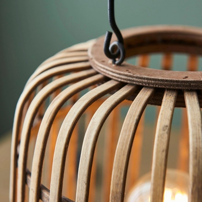 Yumeko Ambient Table Lamp - Open Bamboo Cage Design Stylish and Eco Friendly for Living & Bedroom HL2185