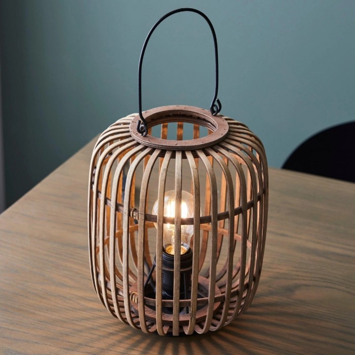 Yumeko Ambient Table Lamp - Open Bamboo Cage Design Stylish and Eco Friendly for Living & Bedroom HL2185