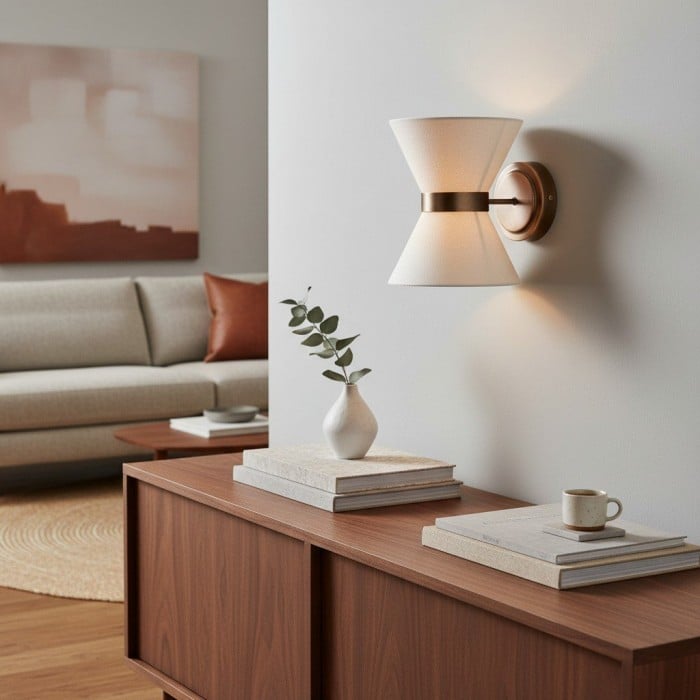 Applique murale Ankora - Abat-jour en lin à motif nœud papillon, applique en laiton vieilli pour couloir HL1920