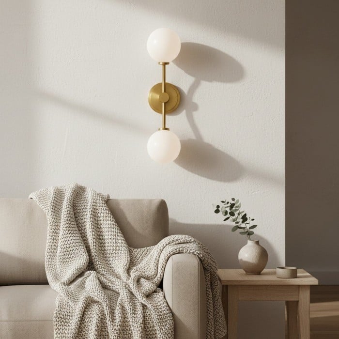 Applique murale Arden Glass 2 lumières en fer forgé - Design moderne et incurvé pour salle de bain ou couloir HL1955