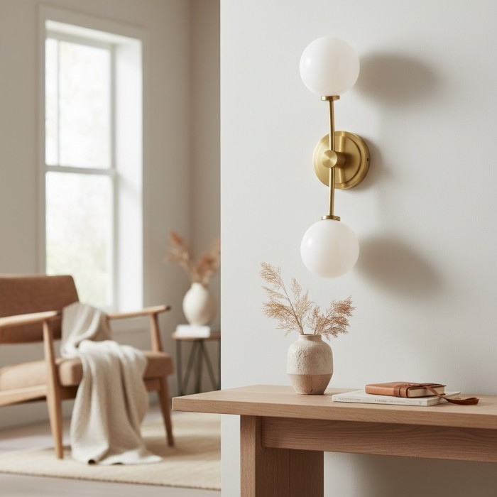 Applique murale Arden Glass 2 lumières en fer forgé - Design moderne et incurvé pour salle de bain ou couloir HL1955