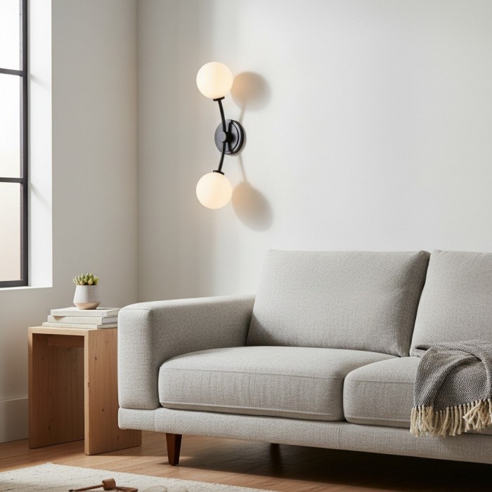 Applique murale Arden Glass 2 lumières en fer forgé - Design moderne et incurvé pour salle de bain ou couloir HL1955