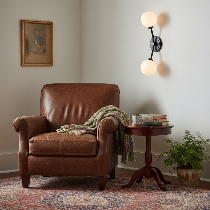 Applique murale Arden Glass 2 lumières en fer forgé - Design moderne et incurvé pour salle de bain ou couloir HL1955