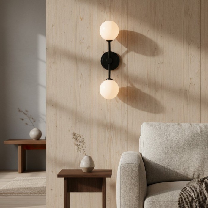 Applique murale Arden Glass 2 lumières en fer forgé - Design moderne et incurvé pour salle de bain ou couloir HL1955