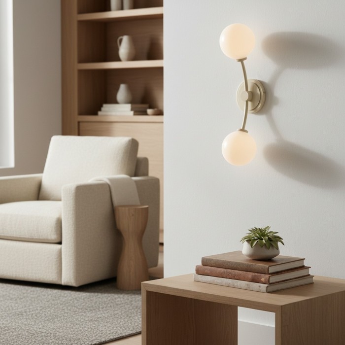 Applique murale Arden Glass 2 lumières en fer forgé - Design moderne et incurvé pour salle de bain ou couloir HL1955