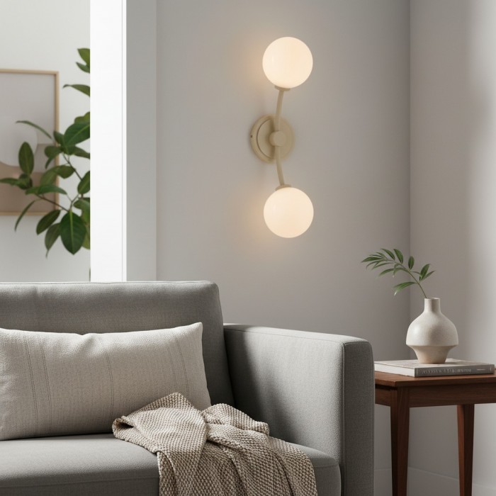 Applique murale Arden Glass 2 lumières en fer forgé - Design moderne et incurvé pour salle de bain ou couloir HL1955