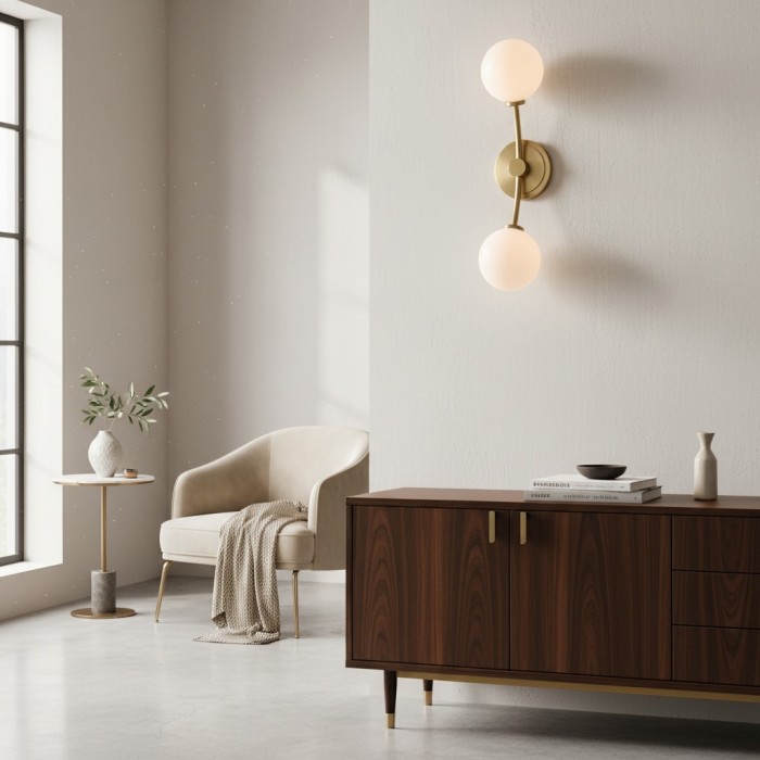 Applique murale Arden Glass 2 lumières en fer forgé - Design moderne et incurvé pour salle de bain ou couloir HL1955