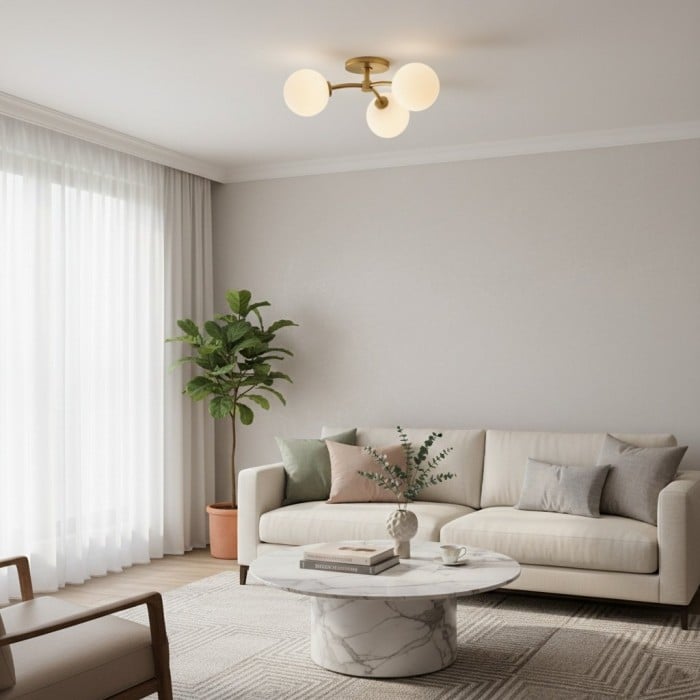 Arden Glass Contemporary 3 Light Ceiling Fixture - Sculptural Multi-Light Fixture for Living Spaces HL1974