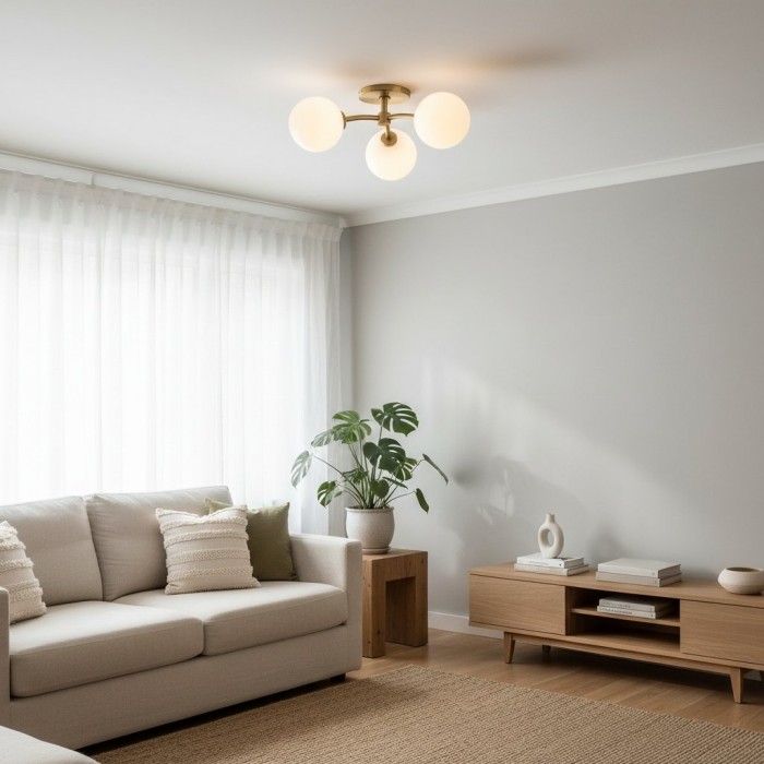 Arden Glass Contemporary 3 Light Ceiling Fixture - Sculptural Multi-Light Fixture for Living Spaces HL1974