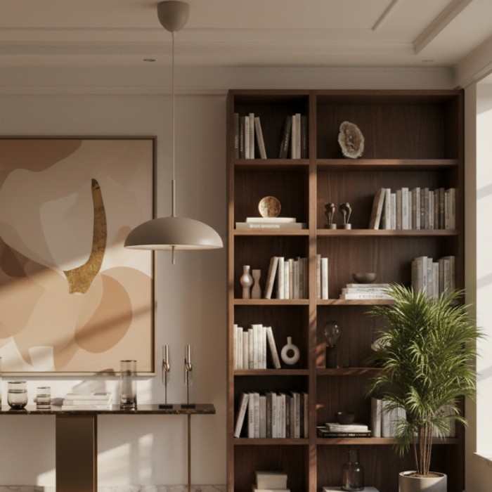 Aurelia hanglamp - Sculpturaal metalen frame met slanke kap voor eetkamer en hal HL1957