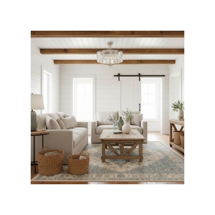 Beveline 3 Light Round Semi Flush - Faceted Cut Glass Shade Metal Finish for Hallways and Bedrooms HL2076