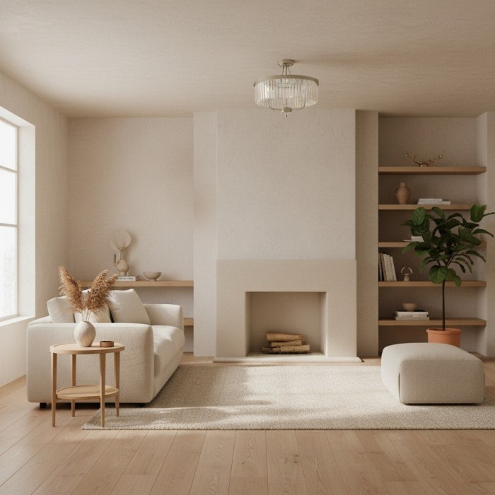 Beveline 3 Light Round Semi Flush - Faceted Cut Glass Shade Metal Finish for Hallways and Bedrooms HL2076