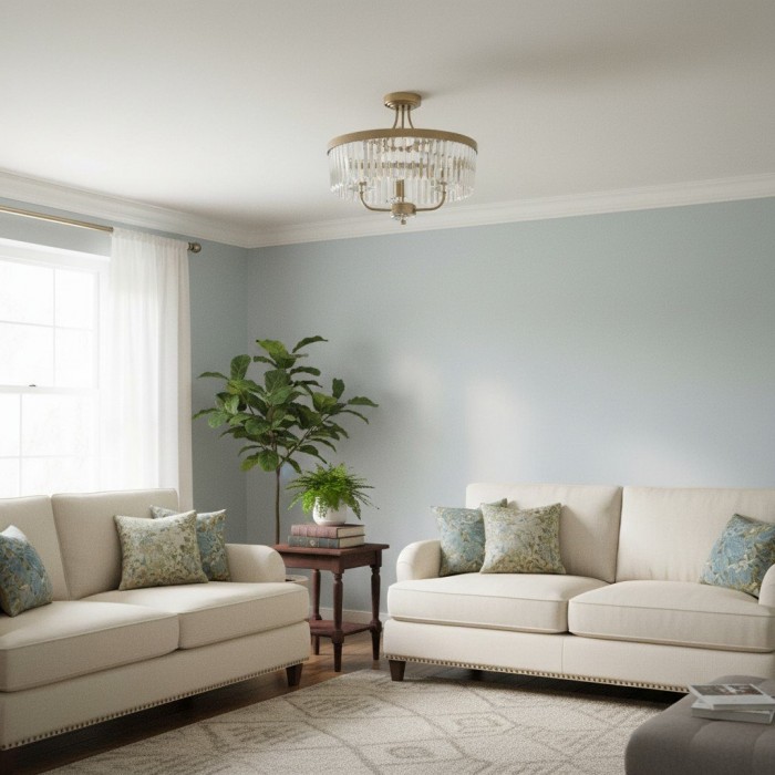 Beveline 3 Light Round Semi Flush - Faceted Cut Glass Shade Metal Finish for Hallways and Bedrooms HL2076