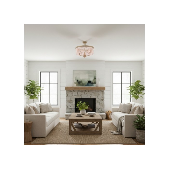 Beveline 3 Light Round Semi Flush - Faceted Cut Glass Shade Metal Finish for Hallways and Bedrooms HL2076