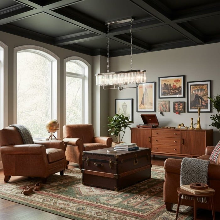 Beveline 4-lichts lineaire plafondpendel met geslepen facetglas - Strak metalen frame voor eetkamer HL2054