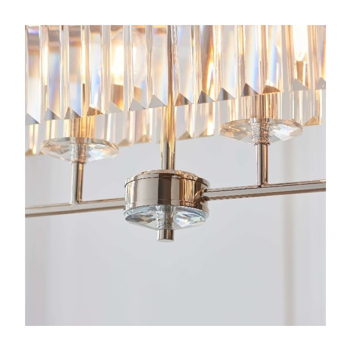 Beveline 4-lichts lineaire plafondpendel met geslepen facetglas - Strak metalen frame voor eetkamer HL2054