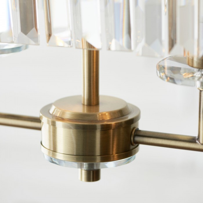 Beveline 4-lichts lineaire plafondpendel met geslepen facetglas - Strak metalen frame voor eetkamer HL2054