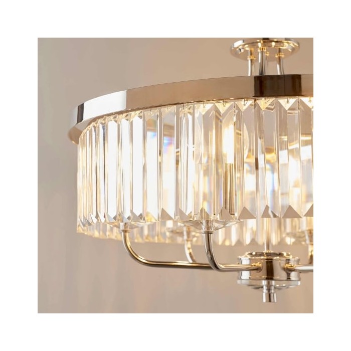 Beveline ronde hanglamp met 6 lichtpunten - geslepen glazen kappen, elegant metalen frame voor eetkamer, keukeneiland HL2066