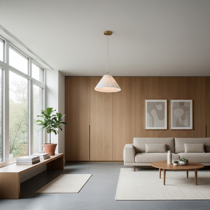 Blossine linnen hanglamp met geschulpte rand - gelaagde kap en metalen plafondplaat, rustiek tot modern HL1921