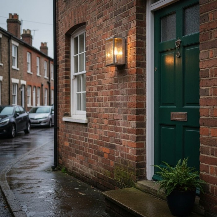 Applique murale d'extérieur Boxar - Structure en métal et verre transparent pour porches ou entrées HL2214