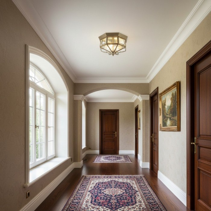 Braleen Antieke Plafondlamp in Lantaarnstijl - Helder Glas Design voor Woon- en Slaapkamer HL2210