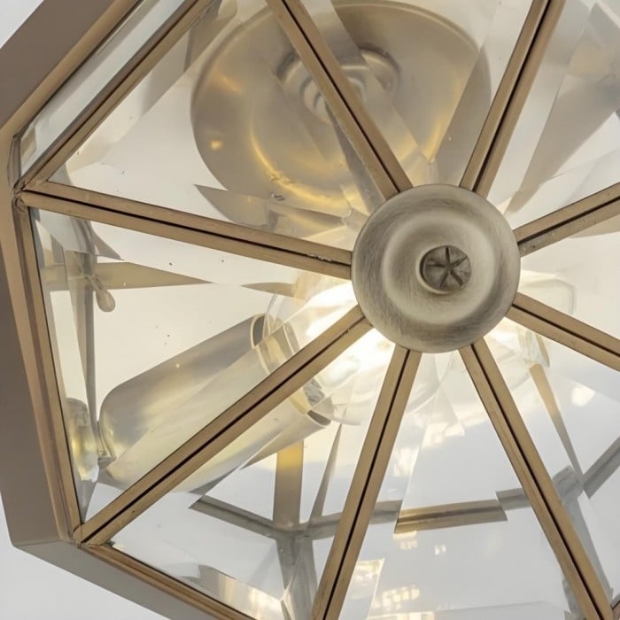 Braleen Antique Lantern Style Flush Ceiling Light - Clear Glass Design for Living and Bedroom HL2210