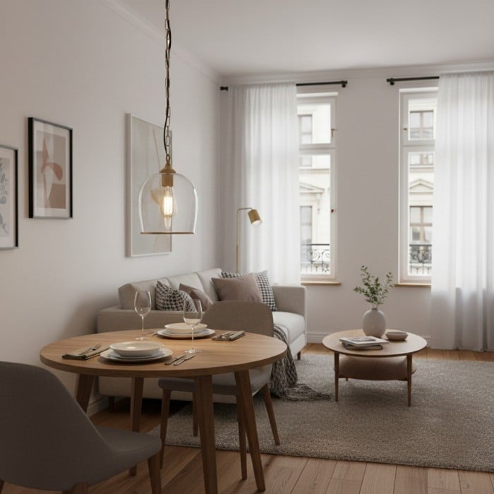 Brazara Hanglamp met Glazen Koepel - Klassiek ontwerp met Metalen Rand voor Keuken en Eetkamer HL2110