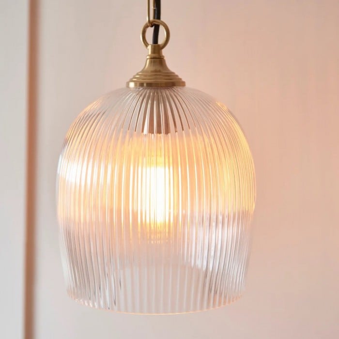 Brazara Hanglamp met Glazen Koepel - Klassiek ontwerp met Metalen Rand voor Keuken en Eetkamer HL2110