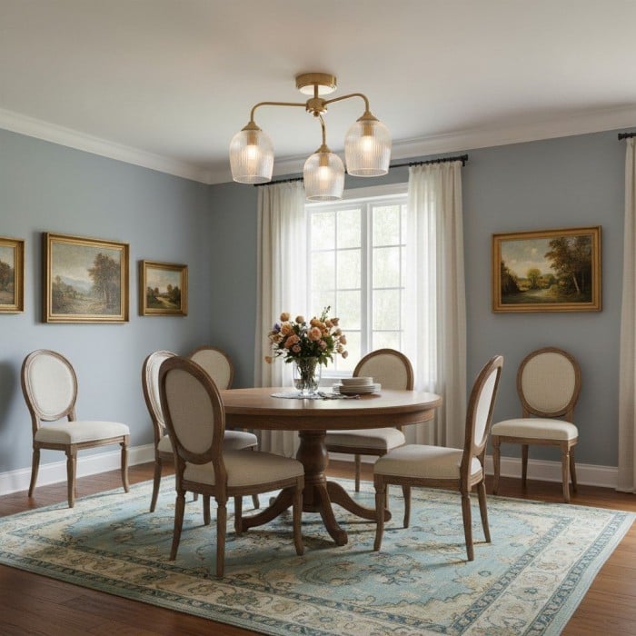 Brazara hanglamp met meerdere lichtpunten en glazen kap - gebogen metalen armen voor moderne woningen HL2079