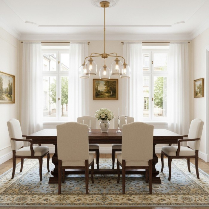 Brazara hanglamp met meerdere lichtpunten en glazen kap - gebogen metalen armen voor moderne woningen HL2079