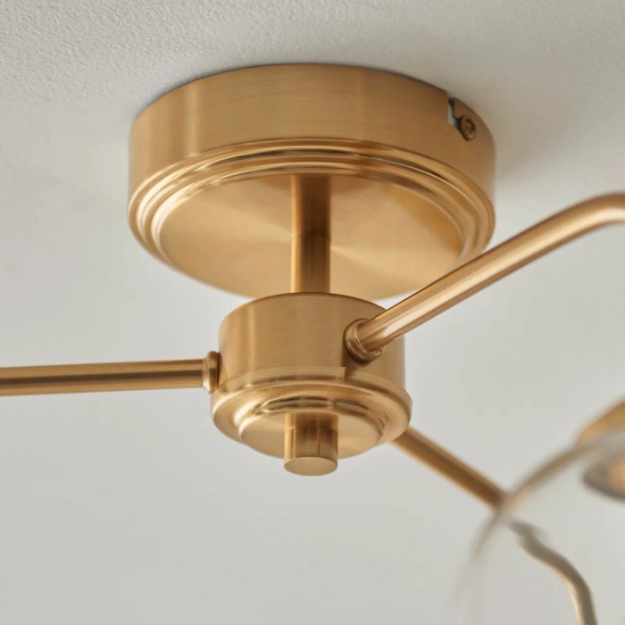 Brazara hanglamp met meerdere lichtpunten en glazen kap - gebogen metalen armen voor moderne woningen HL2079