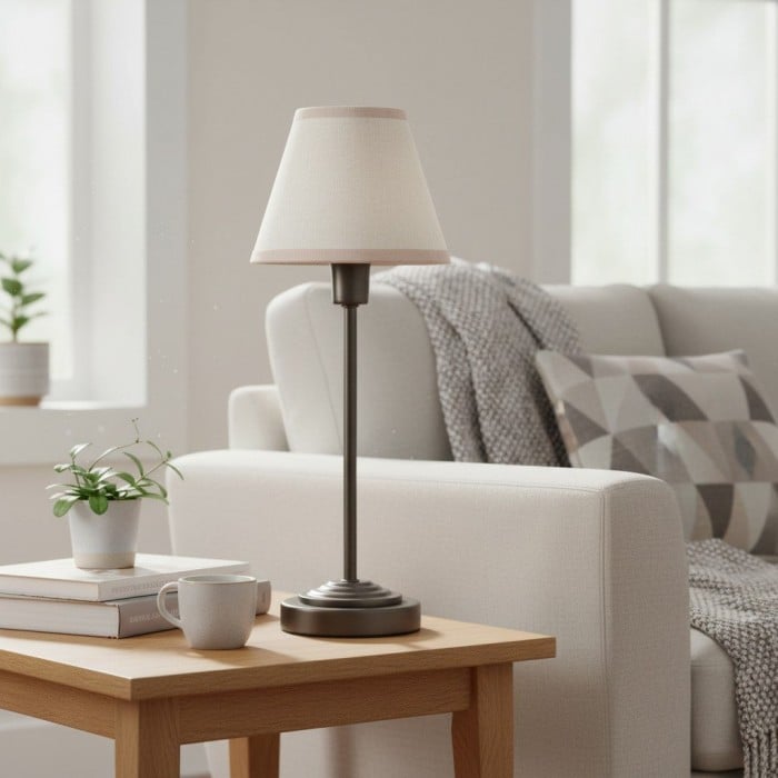 Bronzuno Textured Fabric Desk Lamp - Modern Metal Base Lighting for Offices or Lounges HL2121