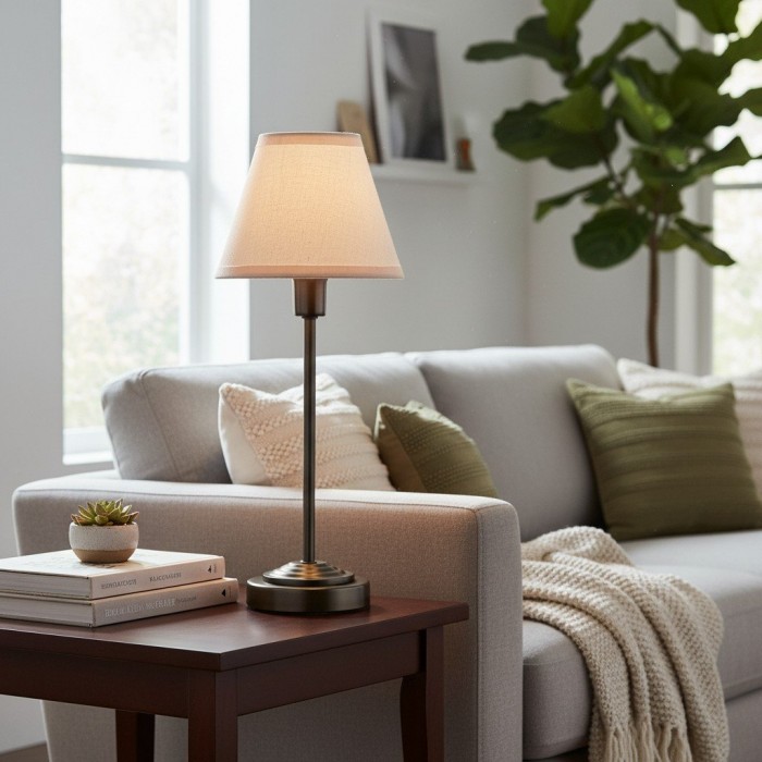 Bronzuno Textured Fabric Desk Lamp - Modern Metal Base Lighting for Offices or Lounges HL2121