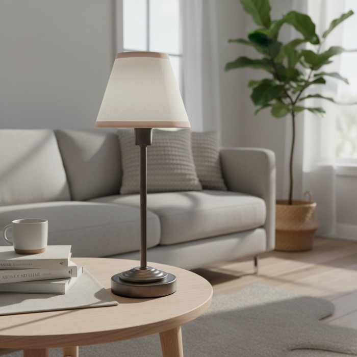 Bronzuno Textured Fabric Desk Lamp - Modern Metal Base Lighting for Offices or Lounges HL2121