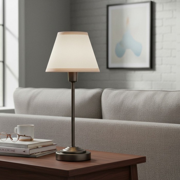 Bronzuno Textured Fabric Desk Lamp - Modern Metal Base Lighting for Offices or Lounges HL2121