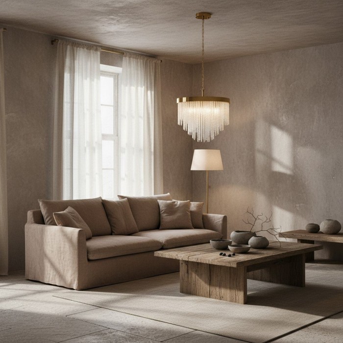 Cavara Multi-Tier Glass Rod Chandelier - Tiered Brass Pendant for Dining and Entry HL2077