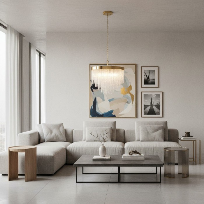 Cavara Multi-Tier Glass Rod Chandelier - Tiered Brass Pendant for Dining and Entry HL2077