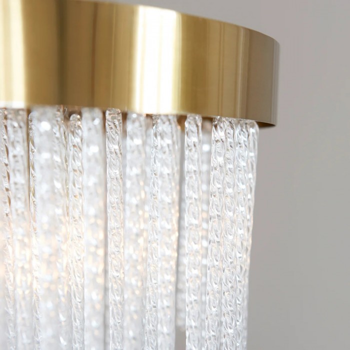 Cavara Multi-Tier Glass Rod Chandelier - Tiered Brass Pendant for Dining and Entry HL2077