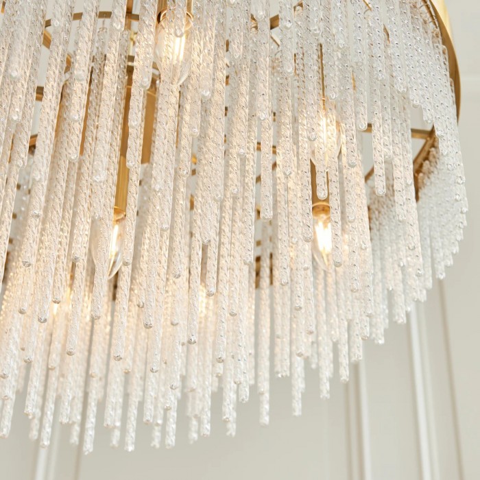 Cavara Multi-Tier Glass Rod Chandelier - Tiered Brass Pendant for Dining and Entry HL2077