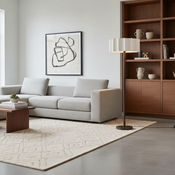 Lampadaire moderne Cavilon - Profil mince et abat-jour doux, éclairage contemporain en métal pour chambre à coucher HL1914
