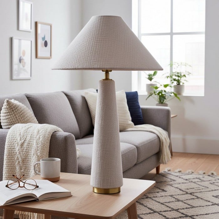 Ceruna Cone Shaded Table Lamp - Elegant Fabric for Living Room and Entryway HL1899