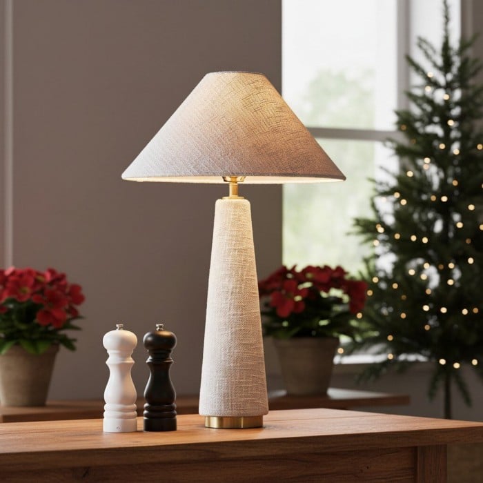 Ceruna Cone Shaded Table Lamp - Elegant Fabric for Living Room and Entryway HL1899