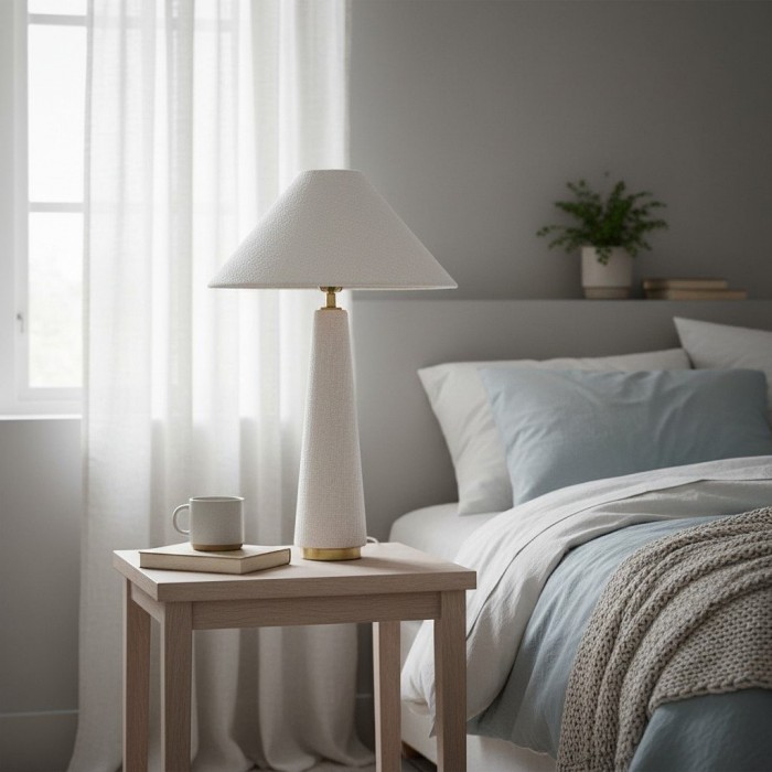 Ceruna Cone Shaded Table Lamp - Elegant Fabric for Living Room and Entryway HL1899