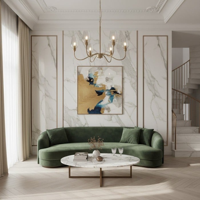 Clarione Art Deco 6-Light Linear Chandelier with Blown Glass Shades for Kitchen HL2125